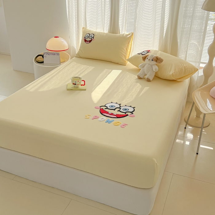 91家纺网 家纺一手货源 找家纺 （总）眠帛家居 2025新款A类水洗棉卡通毛巾绣单床笠