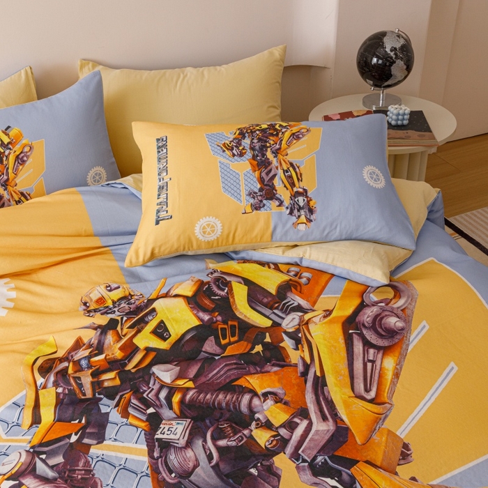 91家纺网 家纺一手货源 找家纺 2025新款设计师专版全棉双层纱四件套 大黄蜂