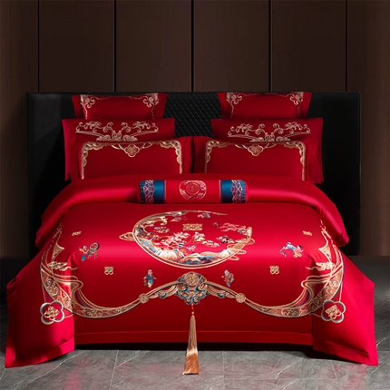 91家纺网 家纺一手货源 找家纺 （总）博之洋婚庆 2025新款全棉长绒棉刺绣新中式婚庆系列多件套