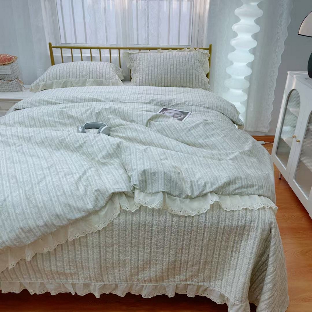 91家纺网 家纺一手货源 找家纺 暖居 2025春夏款高温砂洗棉花床盖三件套被套四件套同款纯棉夏被空调被四季 伊甸园