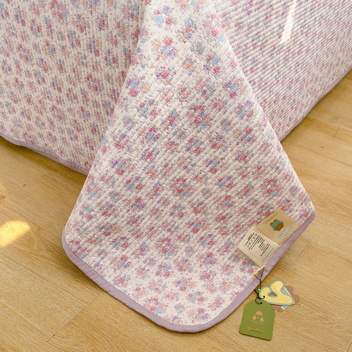 91家纺网 家纺一手货源 找家纺 赫梵茜 2025新款有氧针织双层纱单床盖床盖三件套床盖四件套 伊莲娜