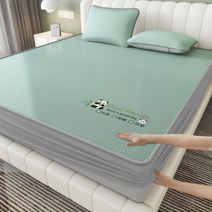 91家纺网 家纺一手货源 找家纺 （总）福来临家纺 2025新款清凉抗菌冰丝床席床笠-熊猫凉席