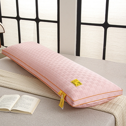 织布人 2025新款枕芯立体华夫格大豆双人枕长枕家用枕头情侣长枕双人枕头 立体华夫格大豆双人枕-粉色 48*120cm