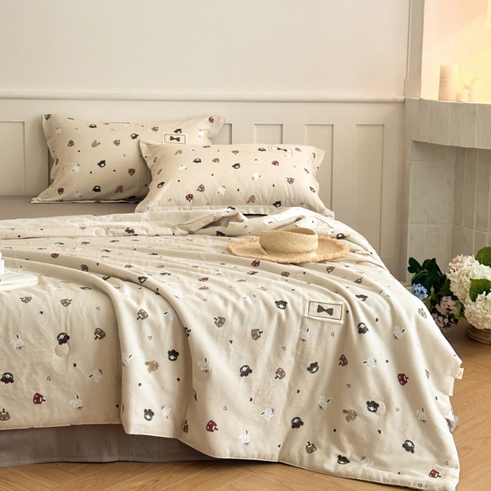 91家纺网 家纺一手货源 找家纺 帕拉美拉 2025新款全棉双层纱玉米聚乳酸夏被春秋被冬被玉米被 三件套四件套 丛林动物