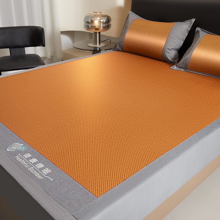 91家纺网 家纺一手货源 找家纺 席都凉席工厂店 2025年新款刺绣加厚双面印尼藤席-健康睡眠 古典棕