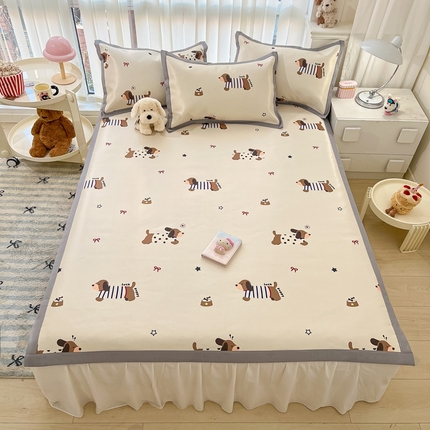 91家纺网 家纺一手货源 找家纺 （总）川悦生活 2025新款600D立体宽边冰丝印花凉席