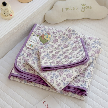 91家纺网 家纺一手货源 找家纺 （总）赫梵茜 2025新款有氧针织双层纱单床盖床盖三件套床盖四件套