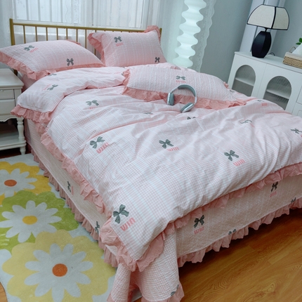 91家纺网 家纺一手货源 找家纺 （总）暖居 2025春夏款高温砂洗棉花床盖三件套被套四件套同款纯棉夏被空调被四季