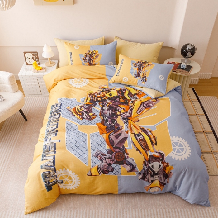 91家纺网 家纺一手货源 找家纺 2025新款设计师专版全棉双层纱四件套 大黄蜂