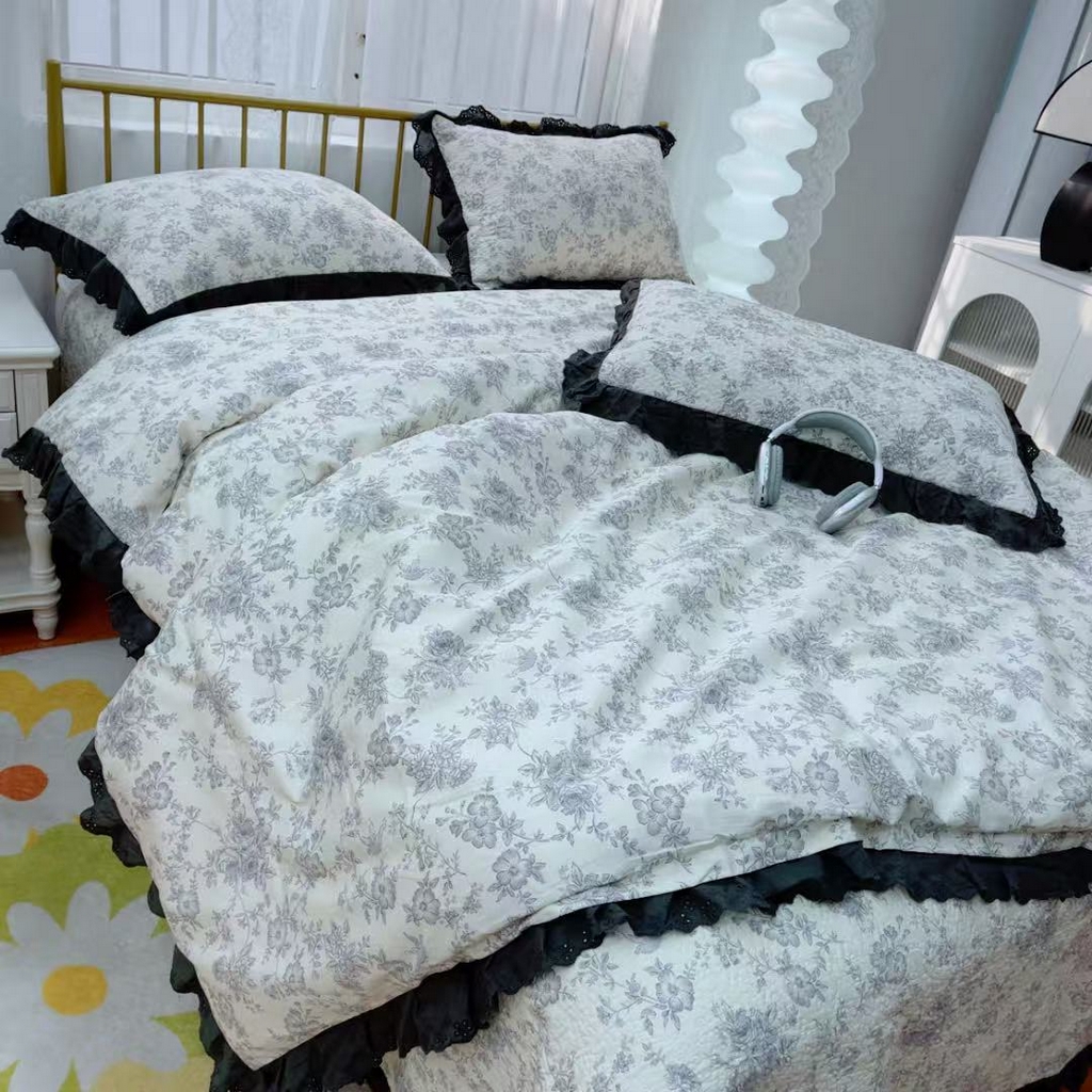 91家纺网 家纺一手货源 找家纺 暖居 2025春夏款高温砂洗棉花床盖三件套被套四件套同款纯棉夏被空调被四季 白山茶