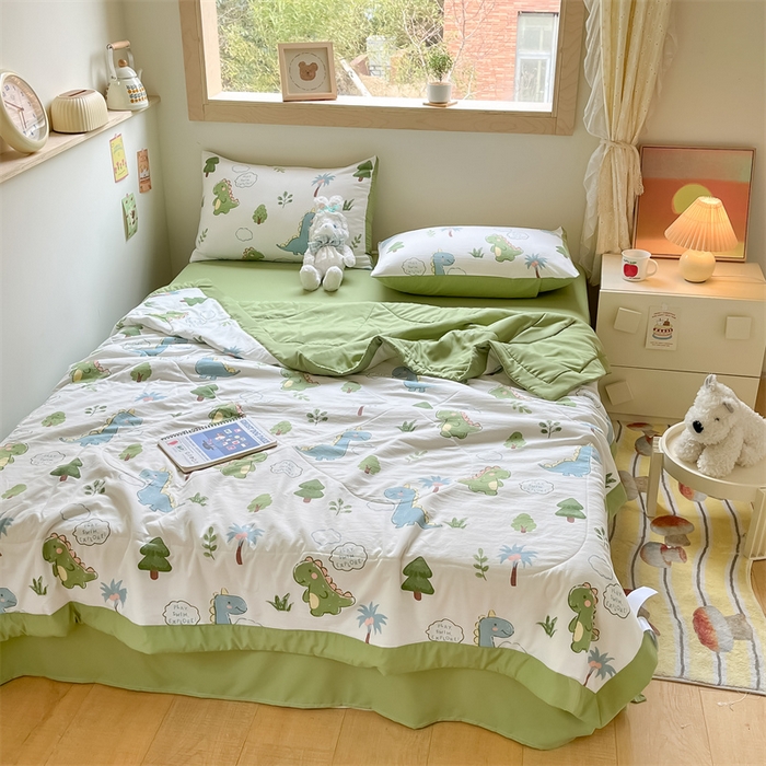 91家纺网 家纺一手货源 找家纺 梵蒂莎 2025云朵棉棉花夏被恐龙天地-绿