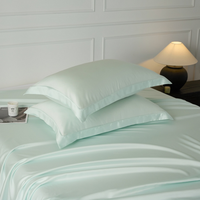 91家纺网 家纺一手货源 找家纺 涵宸2025新款天丝-天丝棉-纯色单枕套-场景1 枕套-空绿