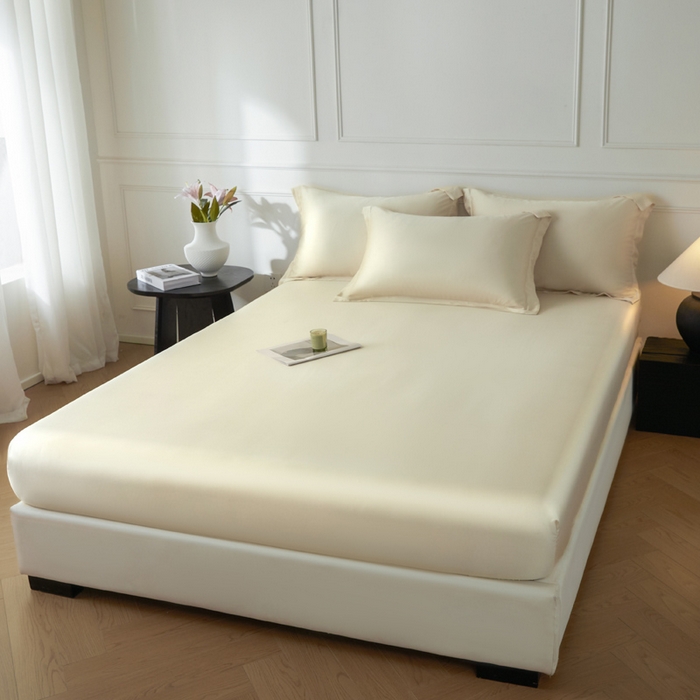 91家纺网 家纺一手货源 找家纺 涵宸2025新款天丝-天丝棉-纯色单床笠-场景1 床笠-象牙白