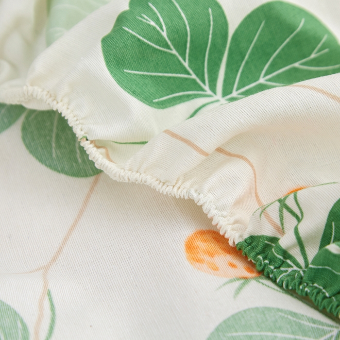 91家纺网 家纺一手货源 找家纺 金泰莱 2025新款锦柔老粗布印花床笠 绿意草莓