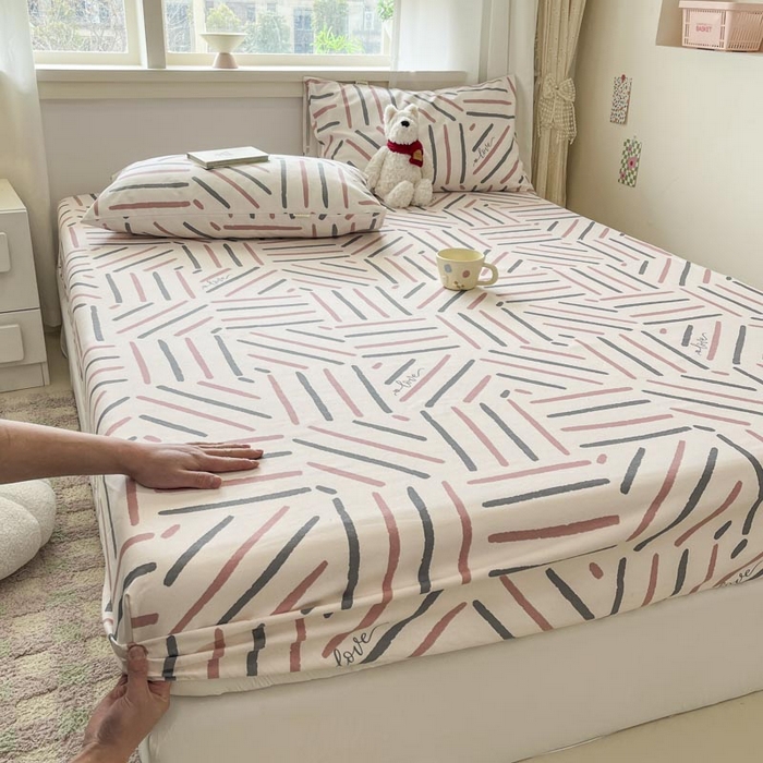 91家纺网 家纺一手货源 找家纺 新印象2025新款直角纯棉老粗布套件 床笠款 老粗布-布丁