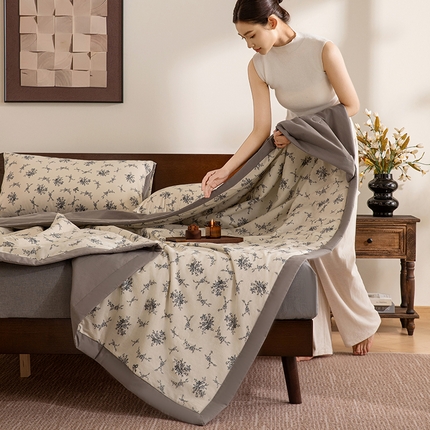 91家纺网 家纺一手货源 找家纺 （总）吾诺 2025 全棉印花单层纱大豆夏被四件套夏凉被空调被子被芯全棉夏被