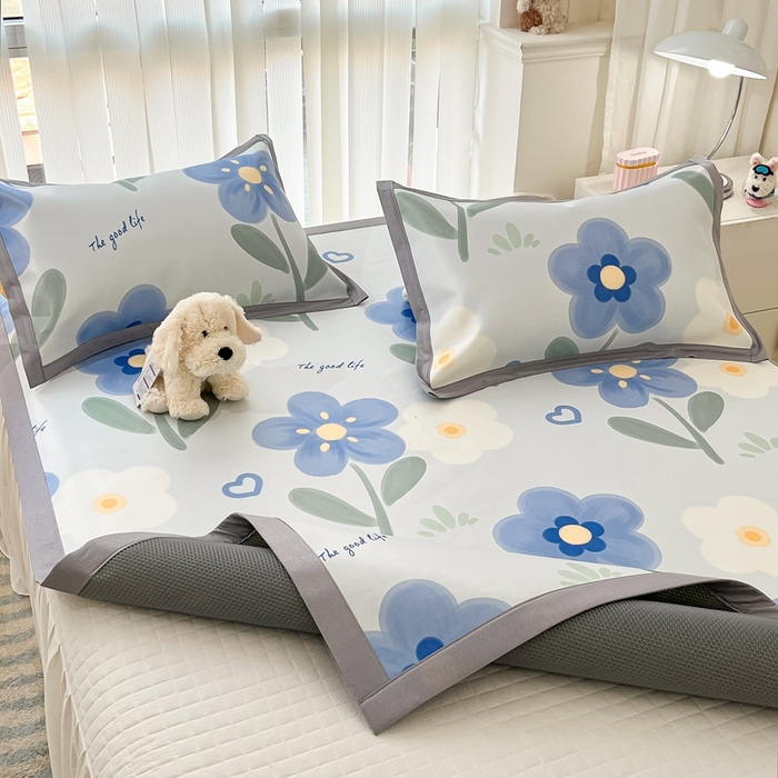 91家纺网 家纺一手货源 找家纺 川悦生活 2025新款600D立体宽边冰丝印花凉席 南风夏余