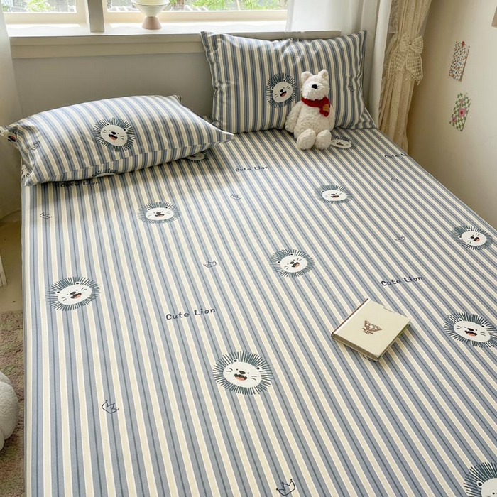 91家纺网 家纺一手货源 找家纺 新印象2025新款直角纯棉老粗布套件 床单款老粗布 -小狮子