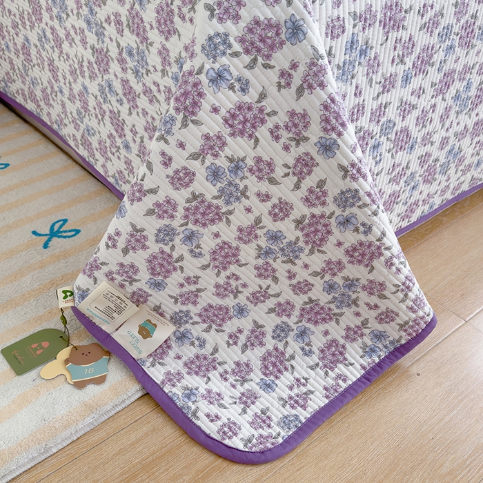 91家纺网 家纺一手货源 找家纺 赫梵茜 2025新款有氧针织双层纱单床盖床盖三件套床盖四件套 紫藤花开