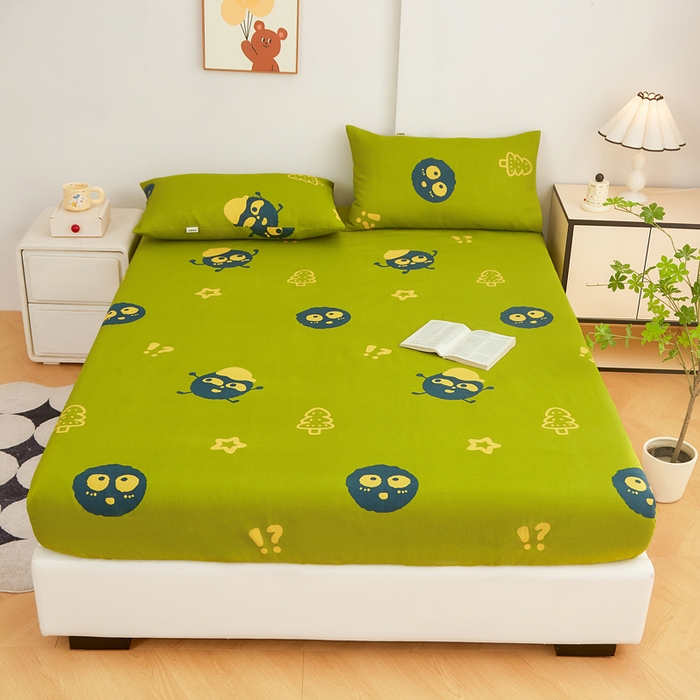 91家纺网 家纺一手货源 找家纺 金泰莱 2025新款锦柔老粗布印花床笠 小煤球