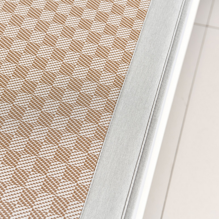 91家纺网 家纺一手货源 找家纺 小牛席业 2025新款棋盘格-熊猫凉感冰丝席系列（床笠款） 咖色