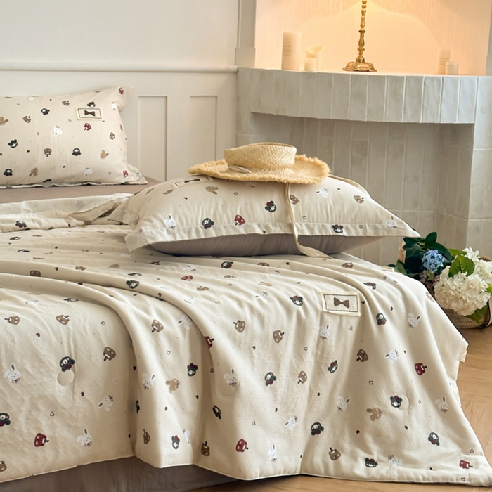 91家纺网 家纺一手货源 找家纺 帕拉美拉 2025新款全棉双层纱玉米聚乳酸夏被春秋被冬被玉米被 三件套四件套 丛林动物