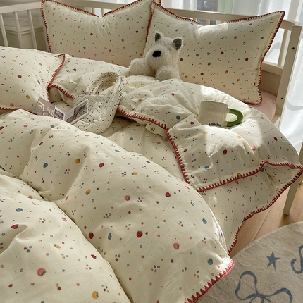 瑞莱 2025新款13372全棉有氧双层纱四件套 山野草莓