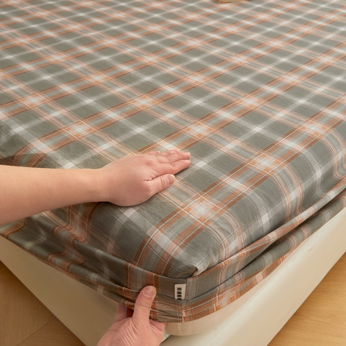 91家纺网 家纺一手货源 找家纺 金泰莱 2025新款锦柔老粗布印花床笠 小咖格