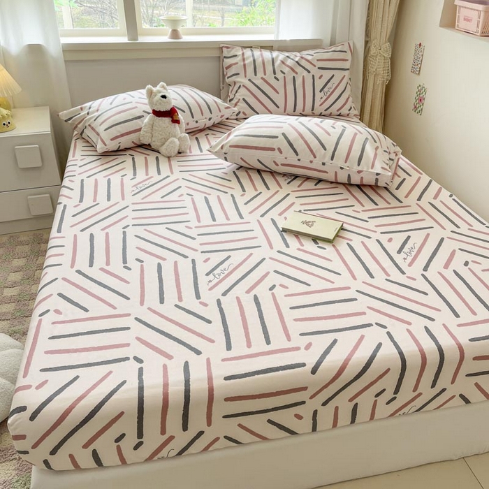 91家纺网 家纺一手货源 找家纺 新印象2025新款直角纯棉老粗布套件 床笠款 老粗布-布丁