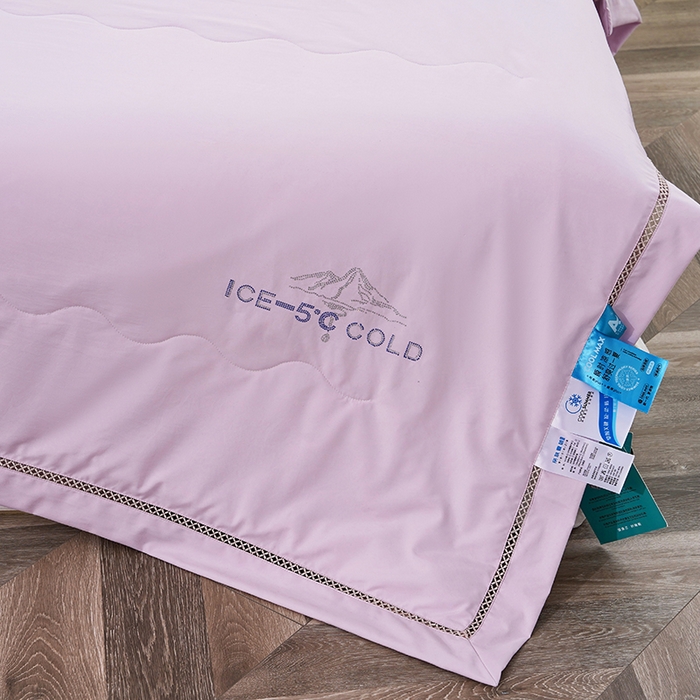 91家纺网 家纺一手货源 找家纺 优姿2025新款云柔棉大豆镂空烫钻夏被被子被芯 紫色