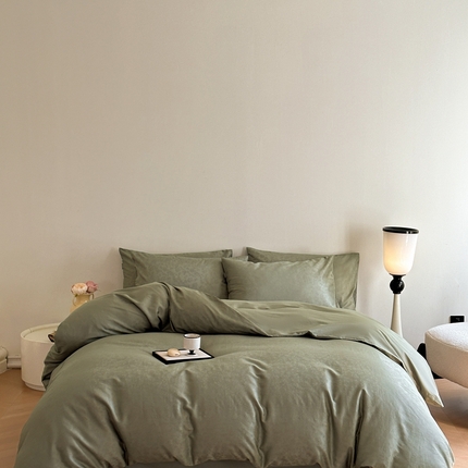 91家纺网 家纺一手货源 找家纺 2025新款60s长绒棉提花四件套系列1 锦簇-绿