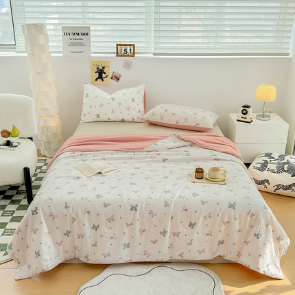 91家纺网 家纺一手货源 找家纺 （总）奥汀洛家纺 2025新款小清新针织棉双层纱夏被