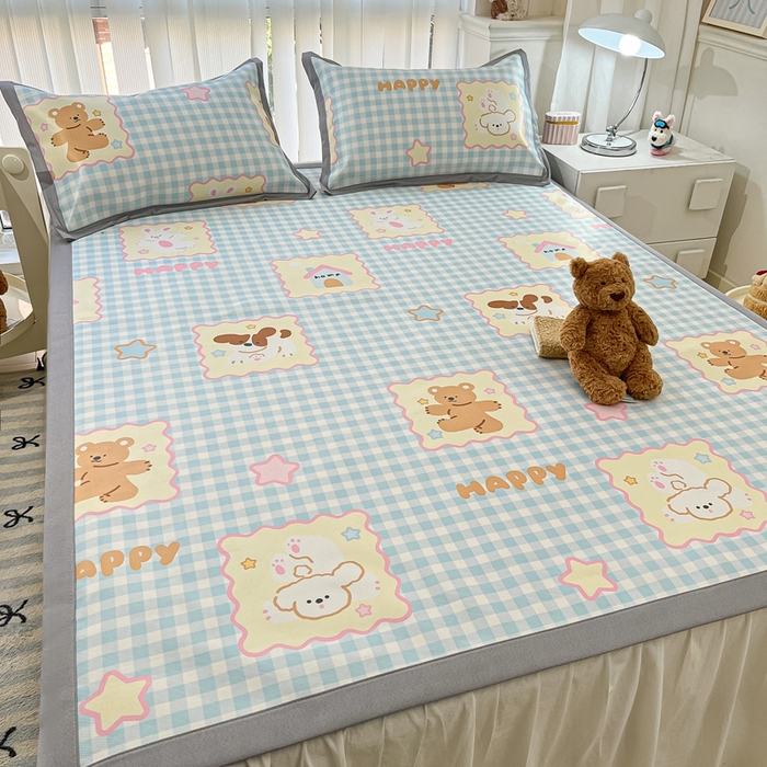 91家纺网 家纺一手货源 找家纺 川悦生活 2025新款600D立体宽边冰丝印花凉席 趣味Party