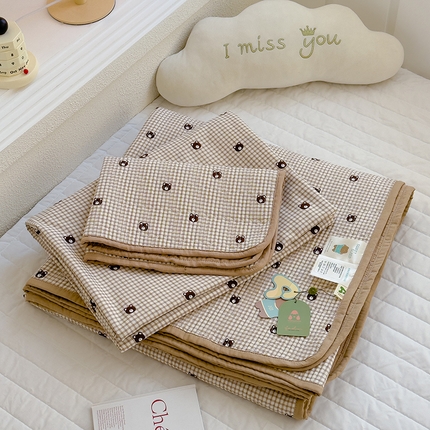 91家纺网 家纺一手货源 找家纺 （总）赫梵茜 2025新款有氧针织双层纱单床盖床盖三件套床盖四件套