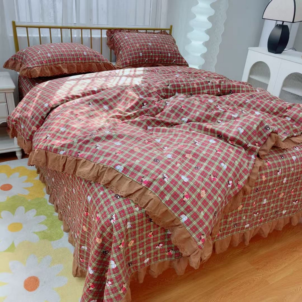 91家纺网 家纺一手货源 找家纺 暖居 2025春夏款高温砂洗棉花床盖三件套被套四件套同款纯棉夏被空调被四季 圣诞