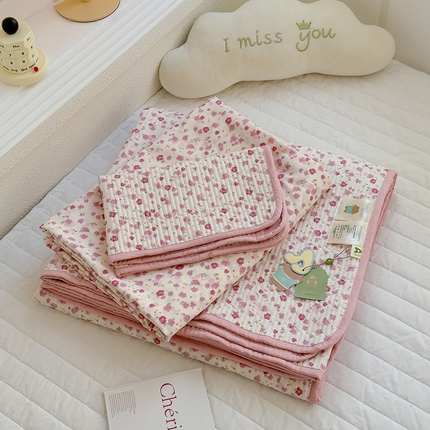 91家纺网 家纺一手货源 找家纺 （总）赫梵茜 2025新款有氧针织双层纱单床盖床盖三件套床盖四件套