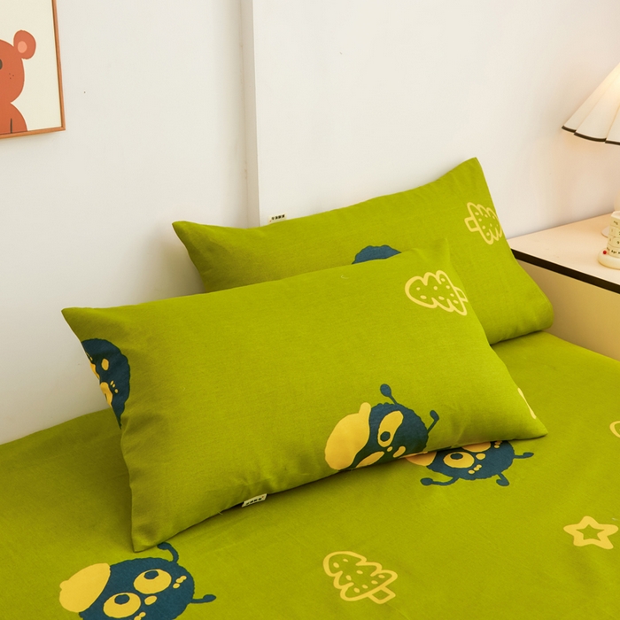 91家纺网 家纺一手货源 找家纺 金泰莱 2025新款锦柔老粗布印花床笠 小煤球