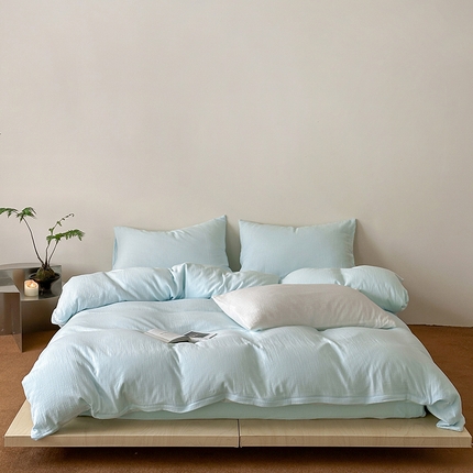 91家纺网 家纺一手货源 找家纺 （总）简家居 2025新款全棉纯色双层纱四件套系列