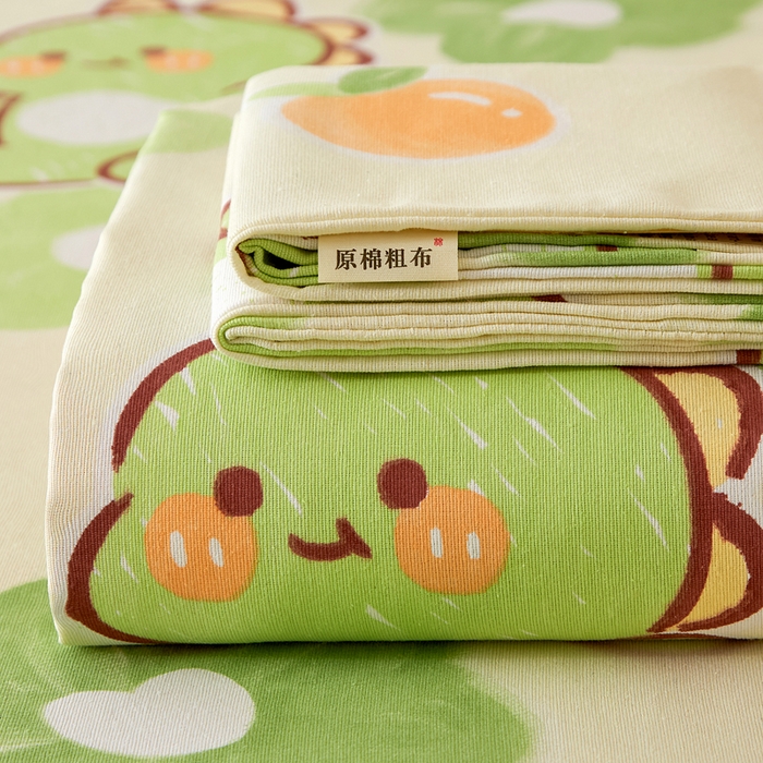 91家纺网 家纺一手货源 找家纺 金泰莱 2025新款锦柔老粗布床单老粗布凉席三件套 恐龙乐园