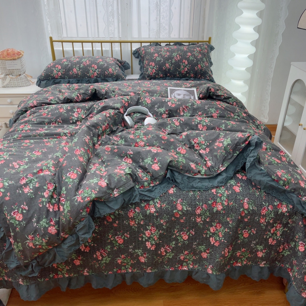 91家纺网 家纺一手货源 找家纺 暖居 2025春夏款高温砂洗棉花床盖三件套被套四件套同款纯棉夏被空调被四季 中国美