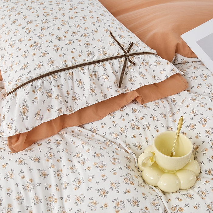 91家纺网 家纺一手货源 找家纺 卡迪亚家纺 2025新款轻氧棉小碎花韩式花边床盖 雅秀