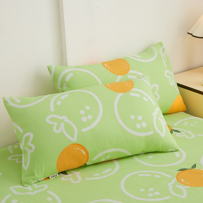 91家纺网 家纺一手货源 找家纺 金泰莱 2025新款锦柔老粗布印花床笠 气泡橙