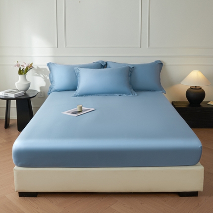 涵宸2025新款天丝-天丝棉-纯色单床笠-场景1 床笠-星耀兰