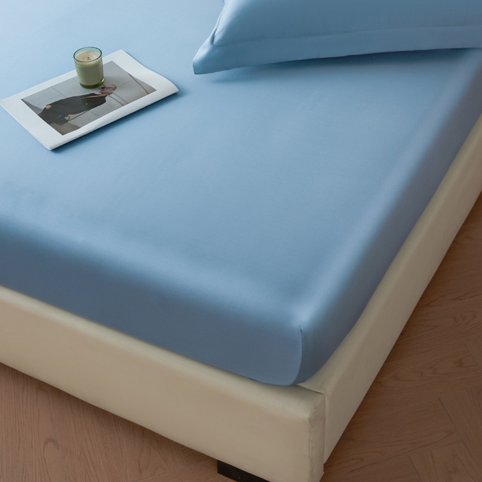 91家纺网 家纺一手货源 找家纺 涵宸2025新款天丝-天丝棉-纯色单床笠-场景1 床笠-星耀兰