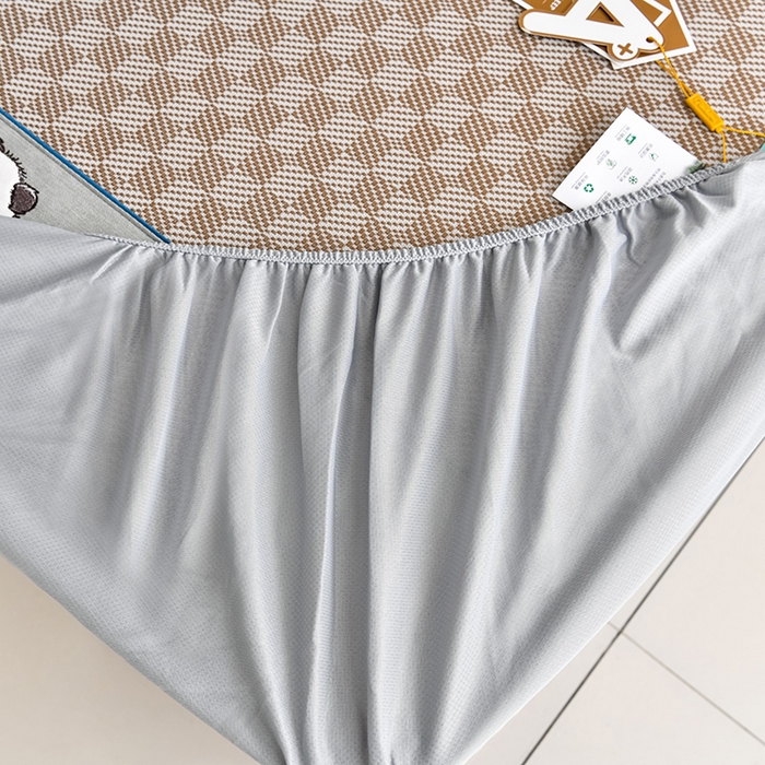 91家纺网 家纺一手货源 找家纺 小牛席业 2025新款棋盘格-熊猫凉感冰丝席系列（床笠款） 咖色