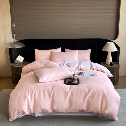 91家纺网 家纺一手货源 找家纺 （总）卡巴伦2025新款长绒棉提花四件套撞色款