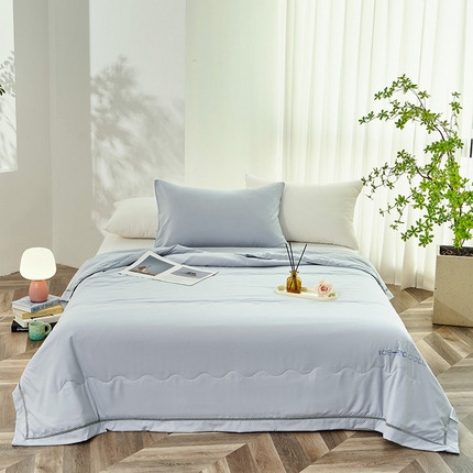 91家纺网 家纺一手货源 找家纺 优姿2025新款云柔棉大豆镂空烫钻夏被被子被芯 灰色