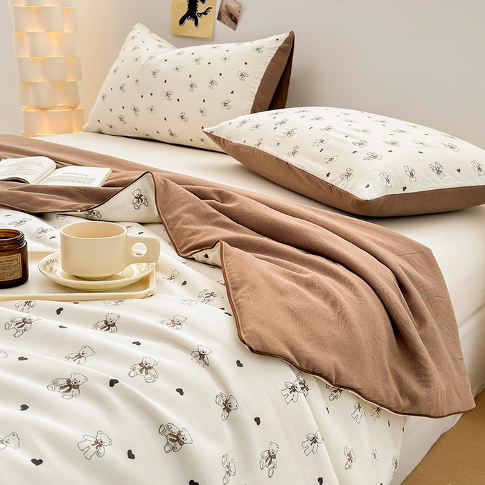 91家纺网 家纺一手货源 找家纺 （总）奥汀洛家纺 2025新款小清新针织棉双层纱夏被