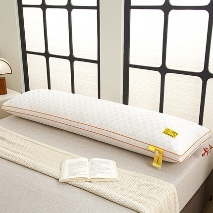 织布人 2025新款枕芯立体华夫格大豆双人枕长枕家用枕头情侣长枕双人枕头 立体华夫格大豆双人枕-米色 48*120cm 