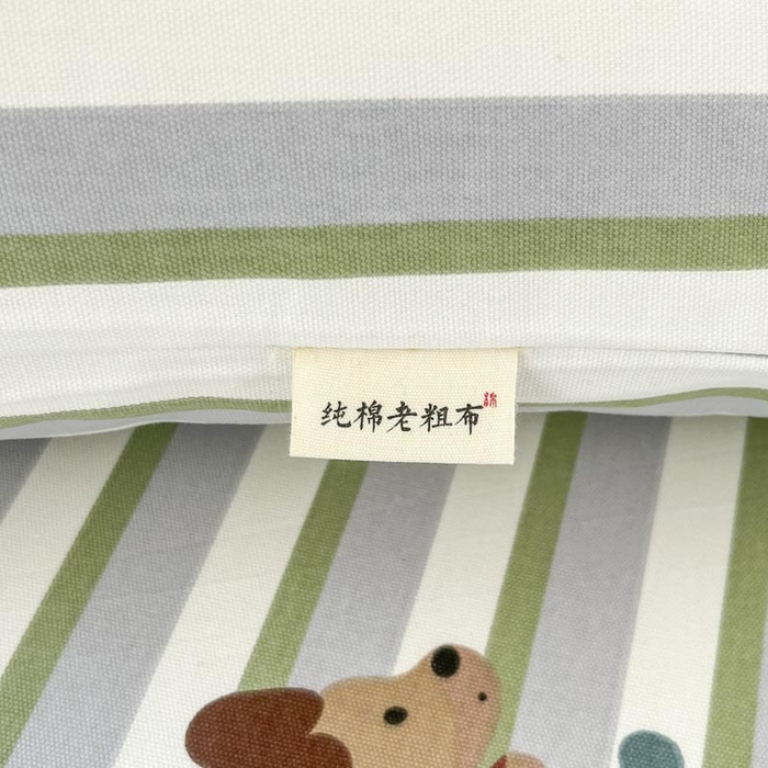 91家纺网 家纺一手货源 找家纺 新印象2025新款直角纯棉老粗布套件 床笠款 老粗布-哒哒狗 (